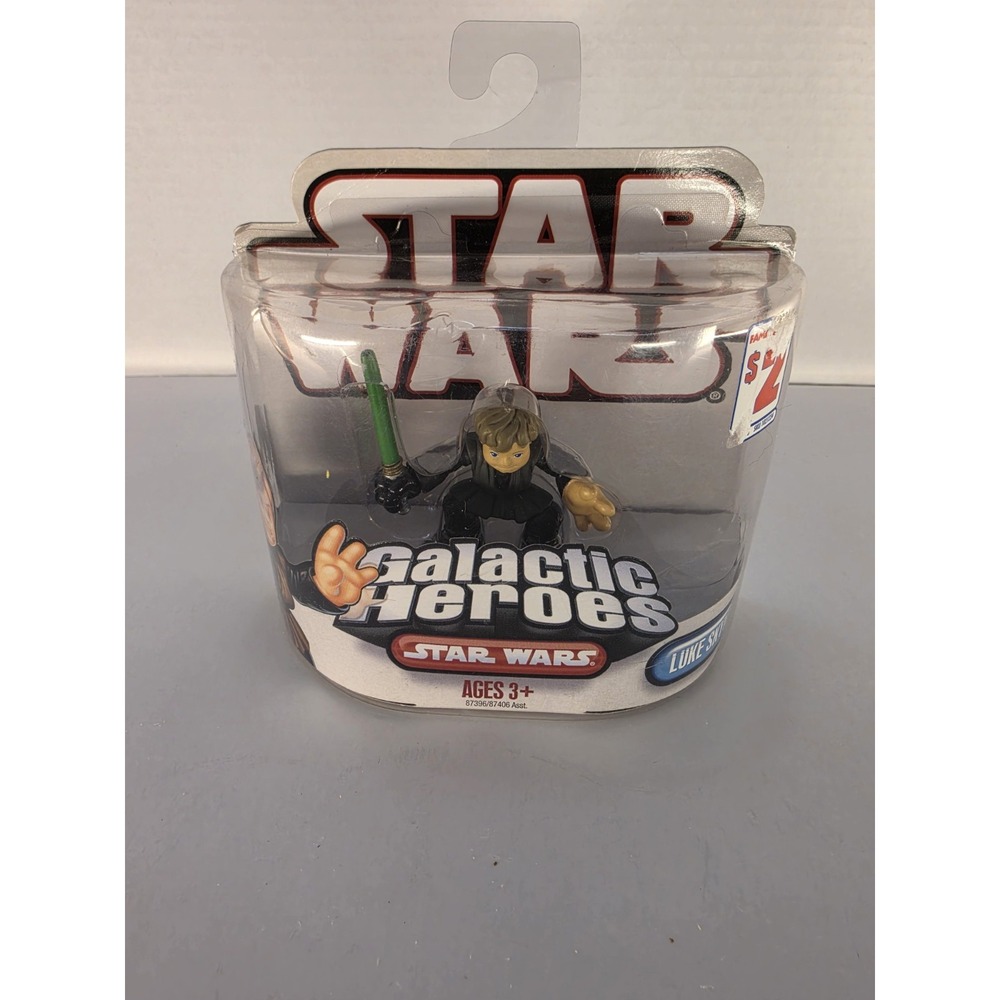 Star Wars Galactic Heroes Luke Skywalker 2007 Hasbro Sealed Figure Green Saber